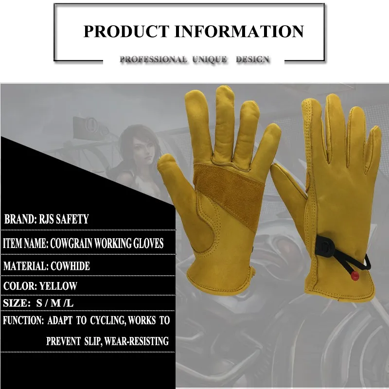 Безопасные рабочие перчатки из натуральной кожи Для мужчин водителя перчатки сварки Защитные Спорт мото износостойкой перчатки 4017