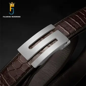 

FAJARINA Top Quality Crocodile Skin Belts Exquisite Stainless Steel Letter Smooth Buckle Business Belt Men 33mm Wide EYFJ01M