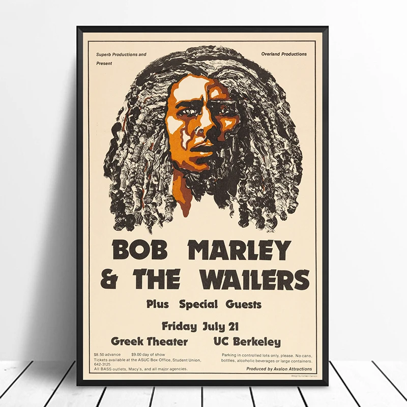 Постер Bob Marley &amp the Wailers греческий кинотеатр UC Беркли концерт 1978 регги домашний