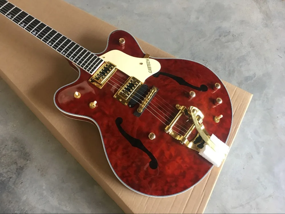 

Custom shop, F hollow body jazz Electric Guitar,red color gitaar,custom guitarra.vibrato system