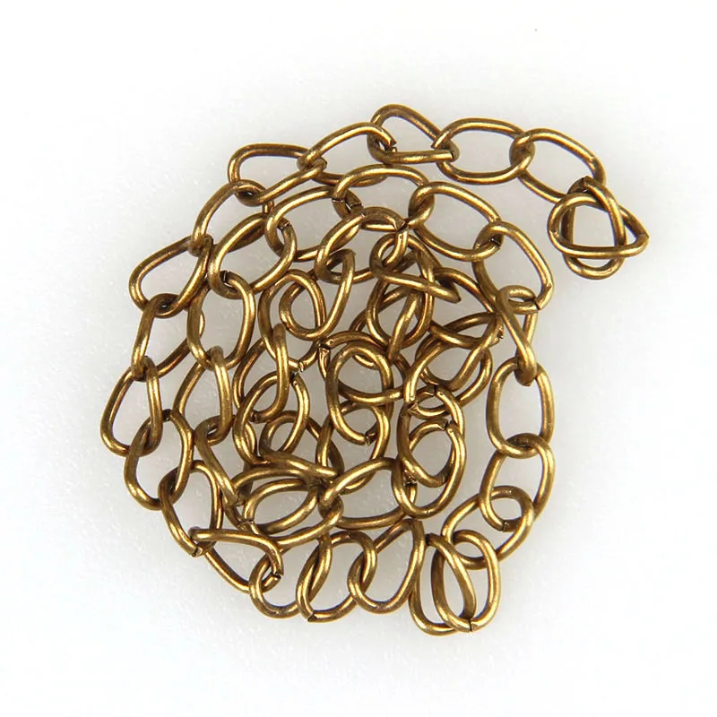50 шт 0,7x3,6x5 мм цепочки для ожерелья оптом для самостоятельного изготовления ювелирных изделий золотого/серебряного цвета металлическая железная открытая цепочка для ожерелья, сумки - Цвет: Antique bronze