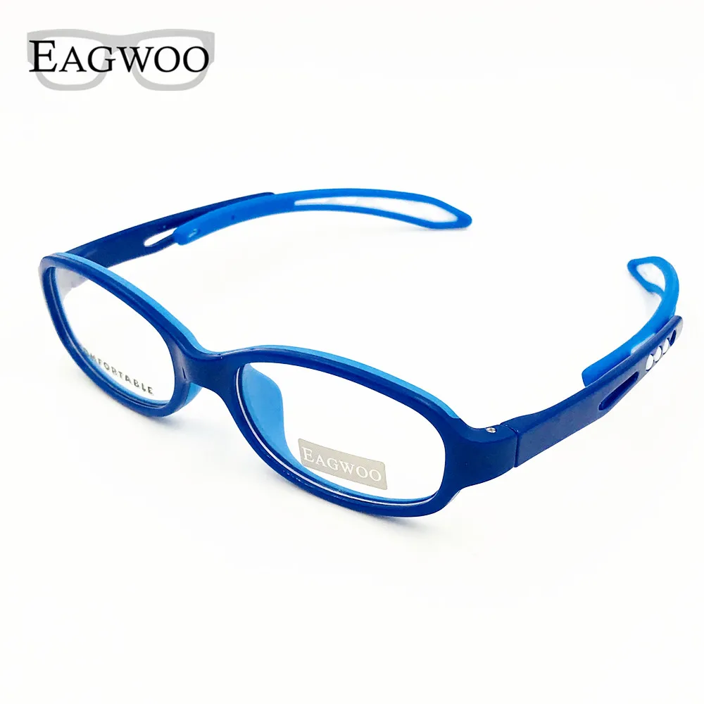 

EAGWOO Silicon Soft Eyeglasses Children Optical Frame Plain Spectacle Boy Girl Temple Adjustable Prescription Glasses Frame 100