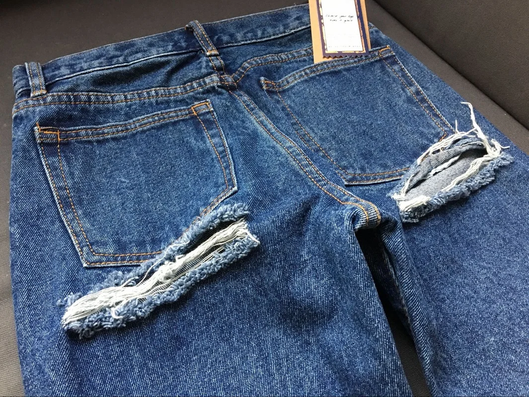 Женские узкие джинсы с высокой талией, супер сексуальные джинсы с дырками в стиле хип-хоп, женская одежда в стиле панк с дырками, синие джинсы для женщин
