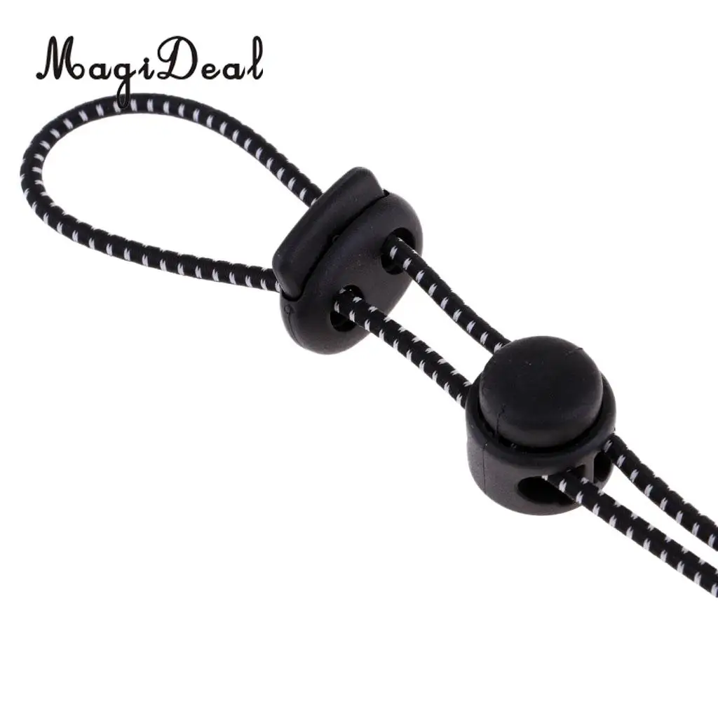 4pcs Backpack Hiking Stick Holder Sports Bag Walking Pole Fixing Buckle Elastic Rope Adjustable 19cm Long Black