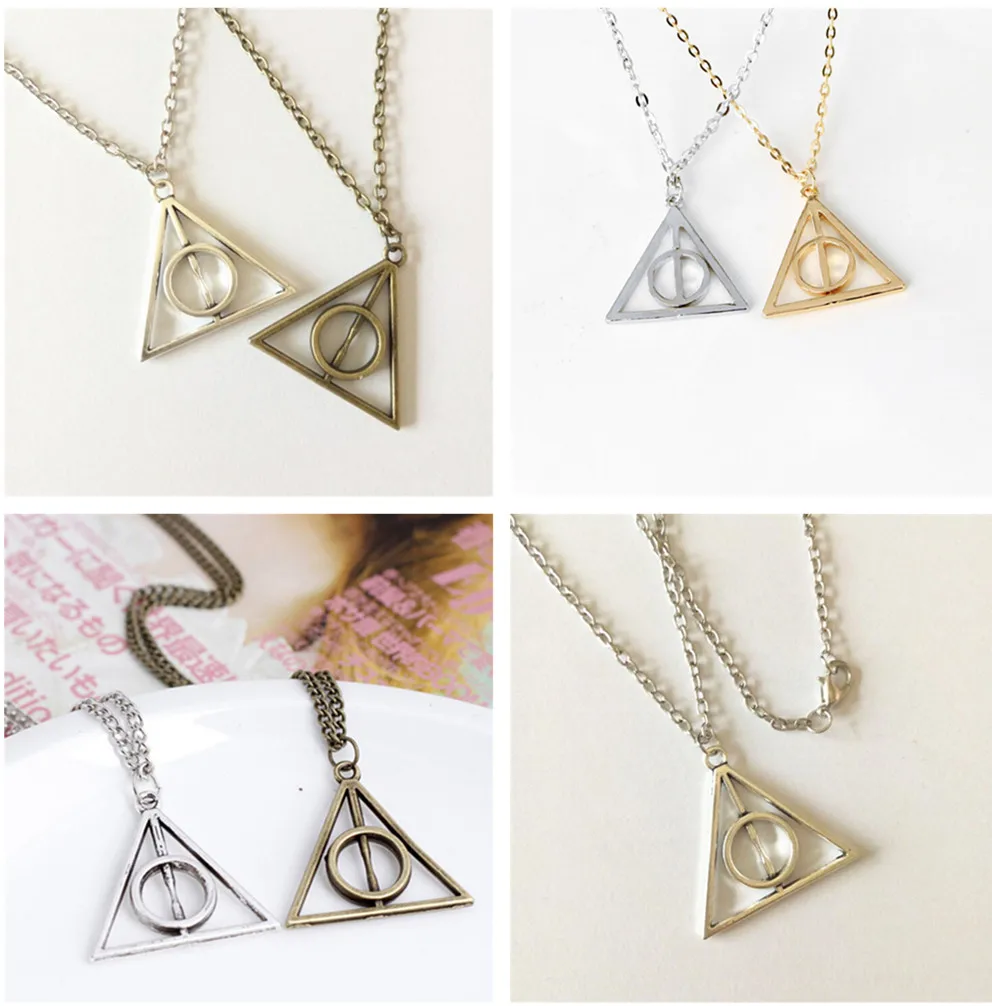 

Harri Potter Necklace Retro Triangle Round Sweater Chain Necklace HP Luna and the Deathly Action Toy Figure Hallows Pendant Toys