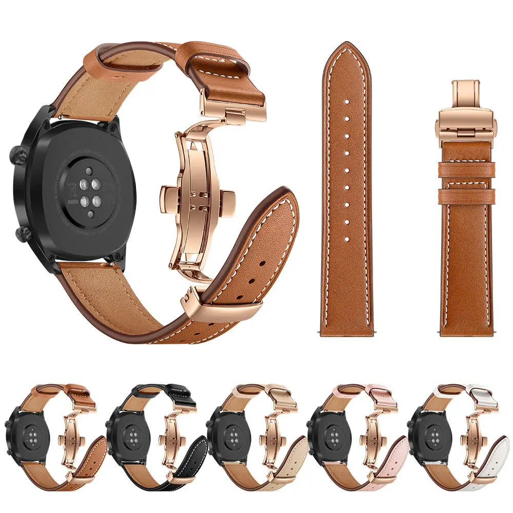 22 мм Универсальный ремешок для huawei Watch GT кожаный ремешок для samsung gear S3/Galaxy Watch 46 мм застежка из нержавеющей стали