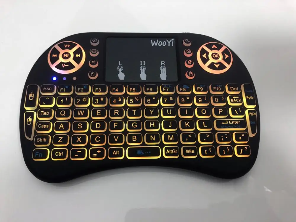 Mini USB Wireless Keyboard 3 Color Backlight Touchpad Remote Control For Smart TV Android TV Box 9