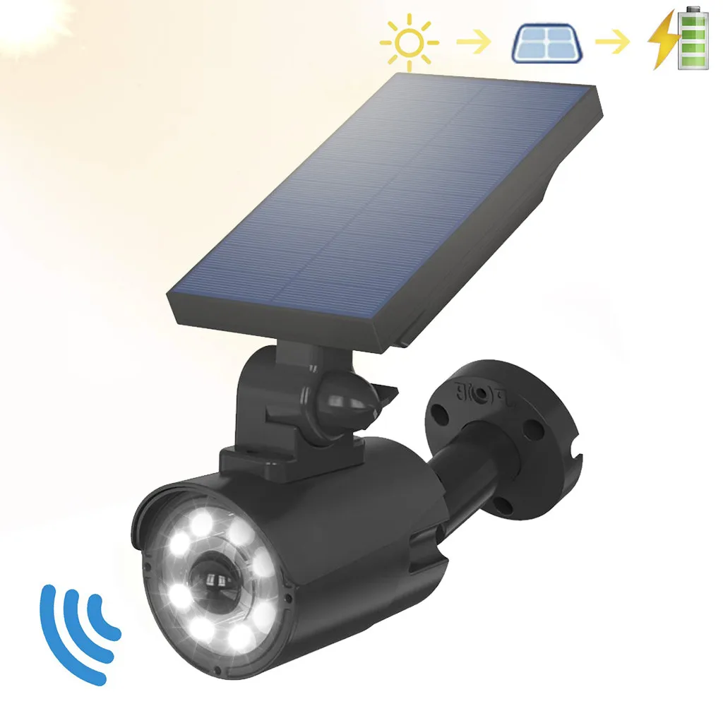 

Waterproof Solar Powered Spotlight Simulation Camera Wall Light Led Pathway Solar Garden Light Luz Solar Led Para Exterior