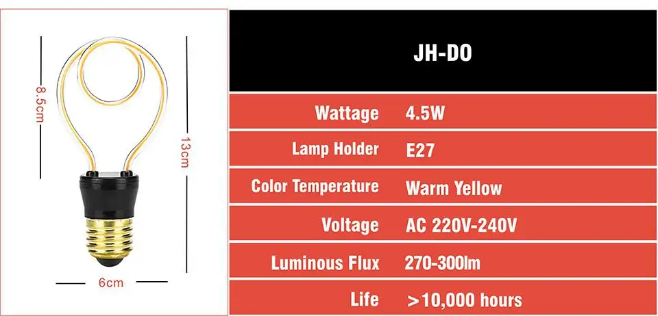 Светодиодный лампочка накаливания A60 ST64 G95 винтажный светодиодный эдисона E27 220V