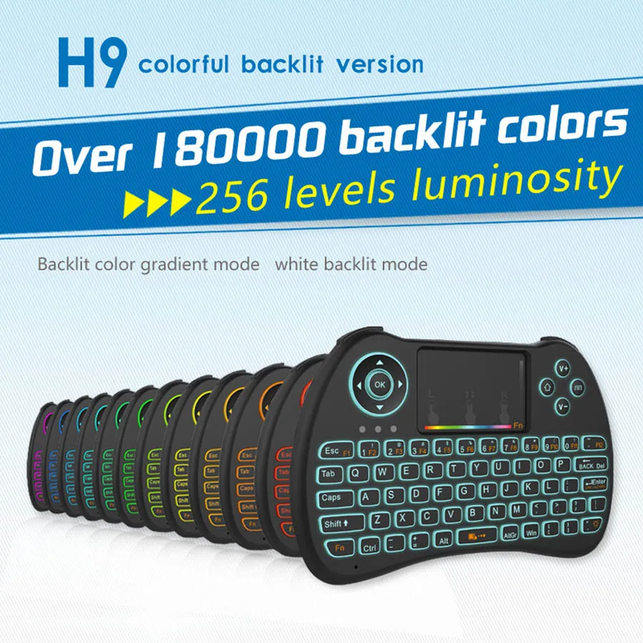 

Desxz Original H9 2.4G Mini Wireless Game Keyboard RGB Backlit With 7 Colorful Backlight Touchpad Air Mouse For Smart TV Android