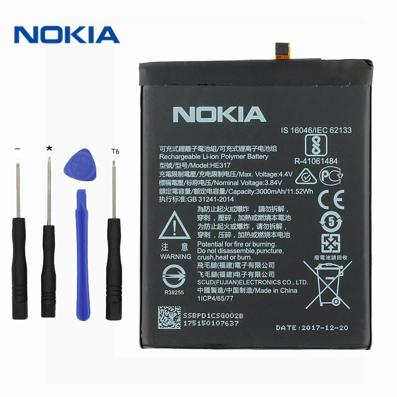 Original Nokia HE317 mobile phone battery for Nokia 6 nokia6 N6 TA 1000