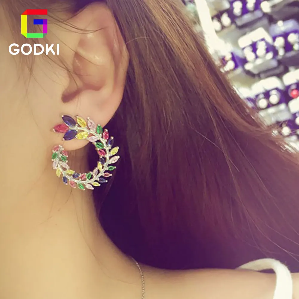 Разноцветные изогнутые перья пшеницы лист кубический цирконий женский