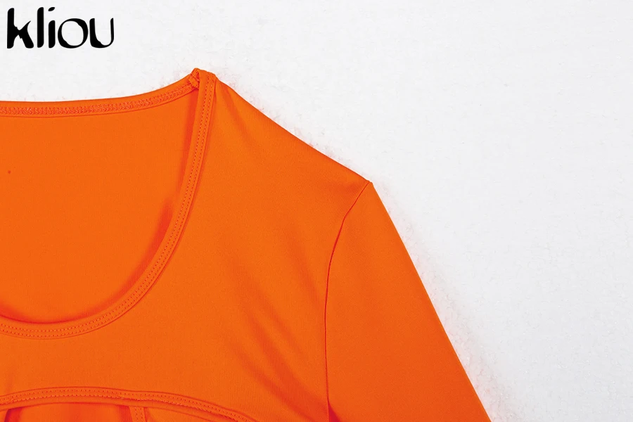 Kliou женский тонкий обтягивающий комплект из двух предметов, светоотражающий полосатый наряд в стиле пэчворк 2019, длинный рукав, открытая