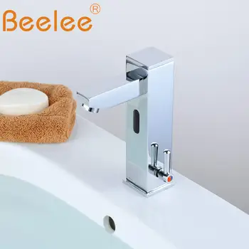 

New hot and cold Solid Brass Square Bathroom Basin Water Faucet Motion Automatic Inductive Sensor Faucet Mixer Tap (QH0116A)