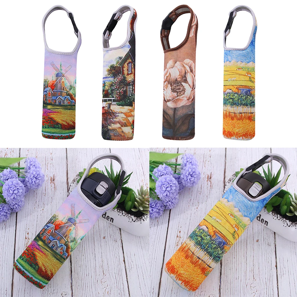

Neoprene Heat Insulation Water Bottle Cups Holder Cover Carrier with Webbing