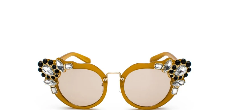 Женские классические солнцезащитные очки "кошачий глаз", женские новые модные роскошные дизайнерские Зеркальные Солнцезащитные очки от известного бренда, женские солнцезащитные очки для вечеринок со стразами - Цвет линз: C5 Brown Lens