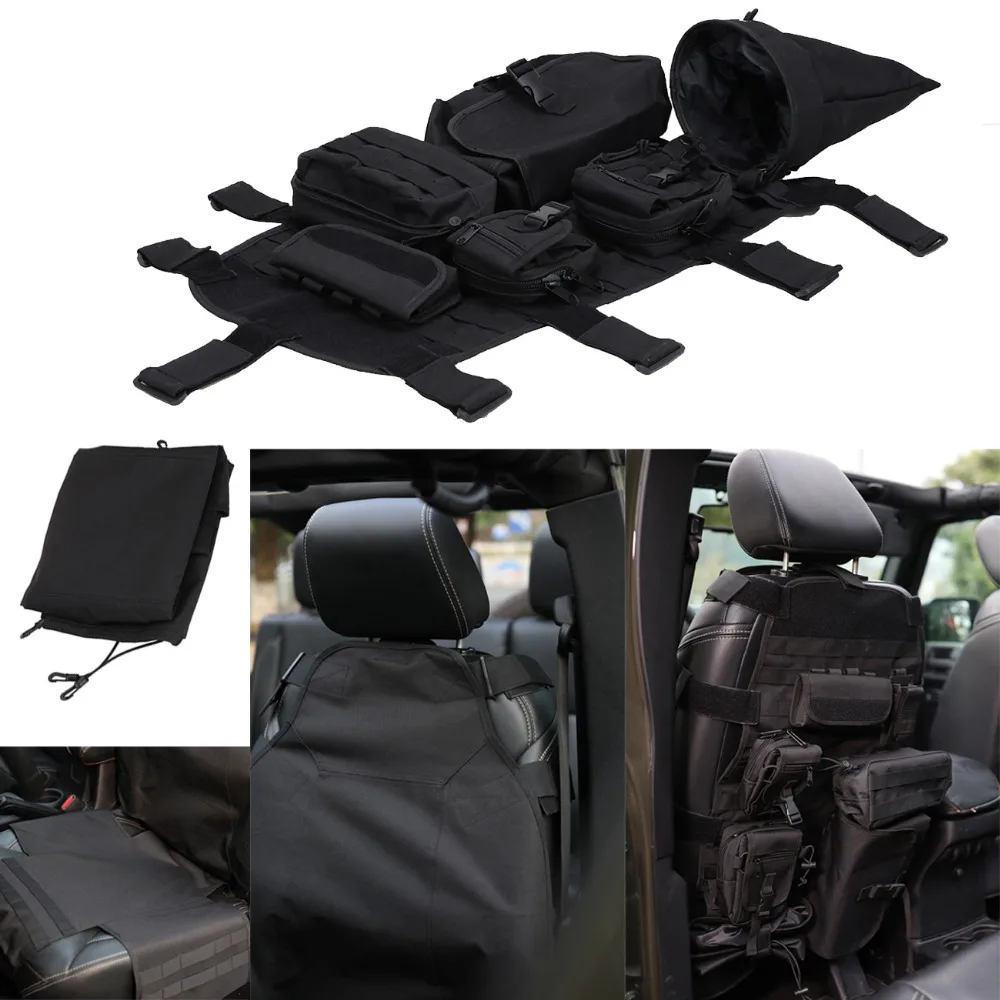 Интерьер автомобиля переднего сиденья комплект сзади сумка для хранения для Jeep Wrangler JK 2007- Мульти Карманы Tool Kit беспорядок держатель# CEK063