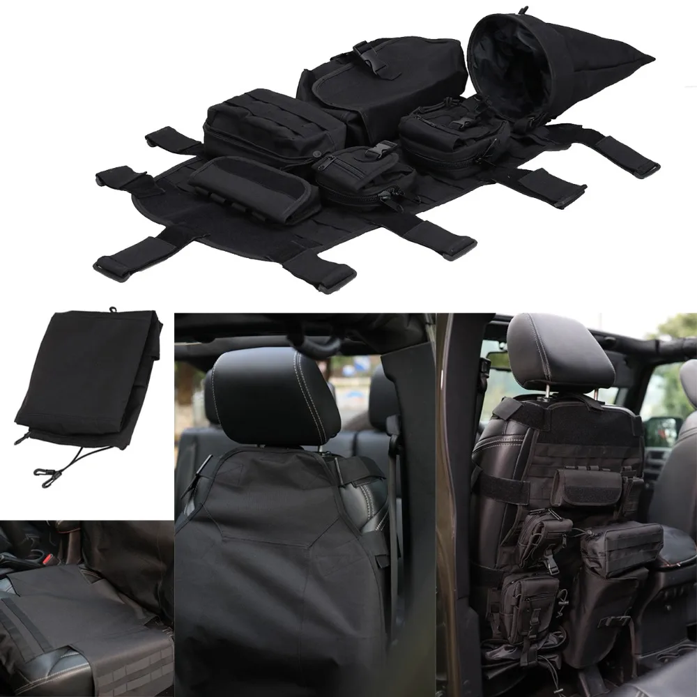 Car Interior Front Seat Cover Set Back Storage Bag For Jeep Wrangler JK 2007-2017 Multi Pockets Tool Kit Clutter Holder #CEK063