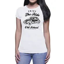 ¡Nuevo verano 2019! Camiseta ajustada, camiseta DONNA ENJOY THE RIDE CLASSIC CAR VINTAGE, bonita camiseta para mujer