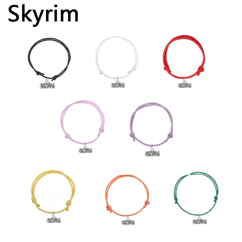 Skyrim 10 шт./лот модный вощеный шнур браслеты регулируемый браслет с буквами бинго