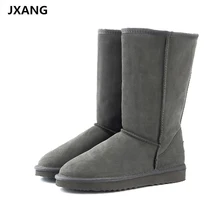 JXANG/высококачественные зимние сапоги на меху; женские модные высокие сапоги из натуральной кожи в австралийском стиле; зимняя женская обувь; большие размеры
