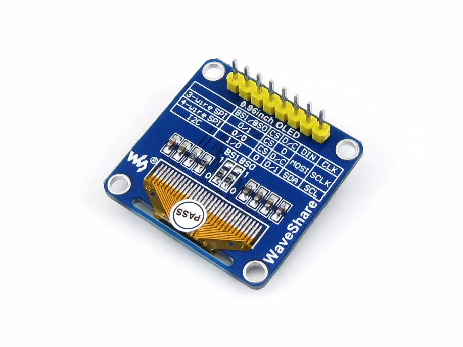 Waveshare 0,96 дюйма OLED(B) SPI/I2C интерфейсы прямой/вертикальный выносной SSD1306 чип водитель 128*64 Разрешение 3,3 В/5 В