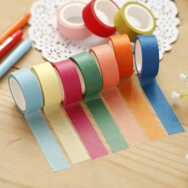 

10 Pcs 5M Candy Color Solid Color Masking Tape Washi Packing Adhesive Tape Stationery Decorative Paper Tape 10 Colors