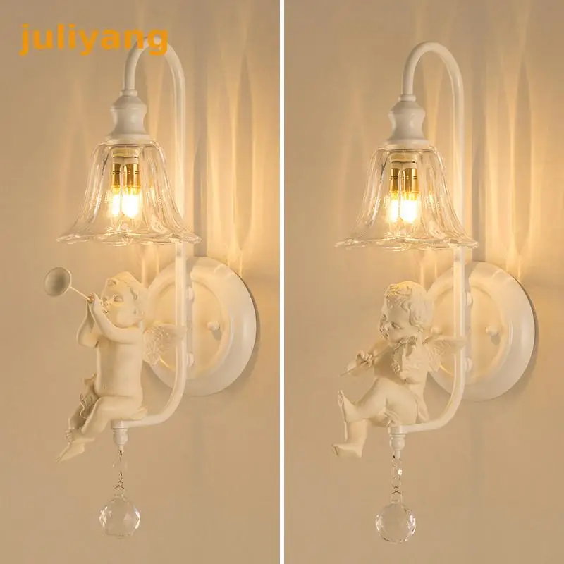Modern Crystal Angel wall lamp bedside living room bedroom study lighting | Лампы и освещение
