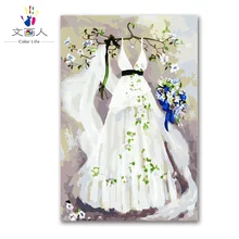 DIY цветные картины по номерам с комплектами белое свадебное платье для друзей Свадебные подарки для современной гостиной hoom Декор