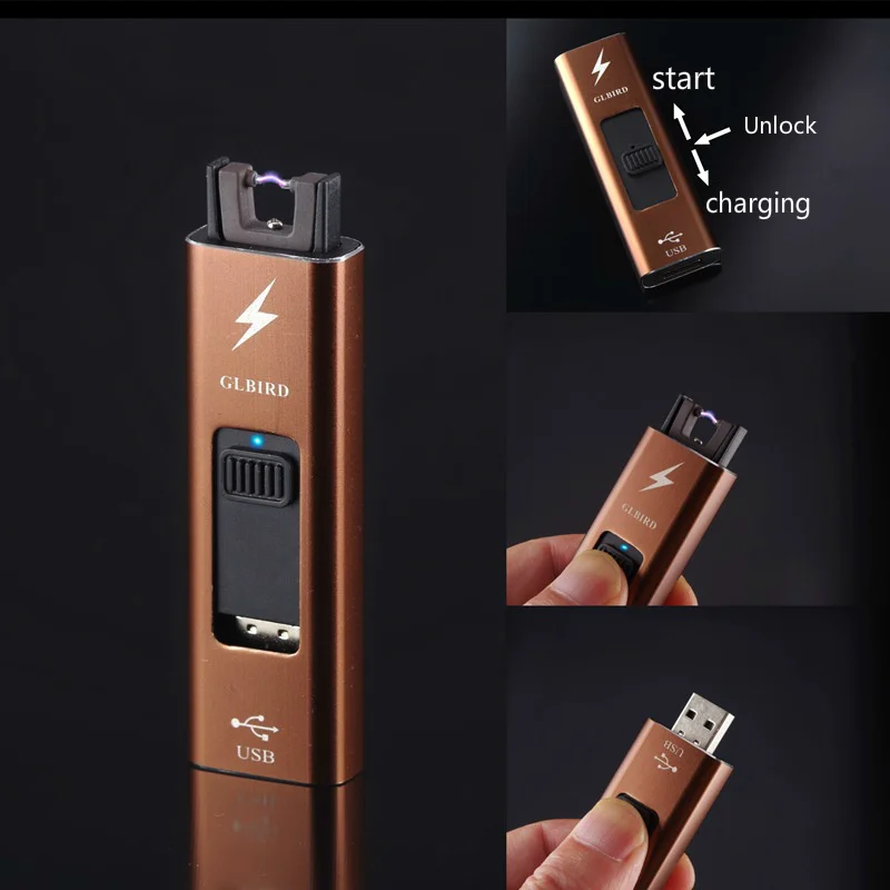 USB прикуриватель тонкий для Плазменно-дуговой зажигалки ветрозащитный электронный Перезаряжаемый Зажигалка для курения беспламенные