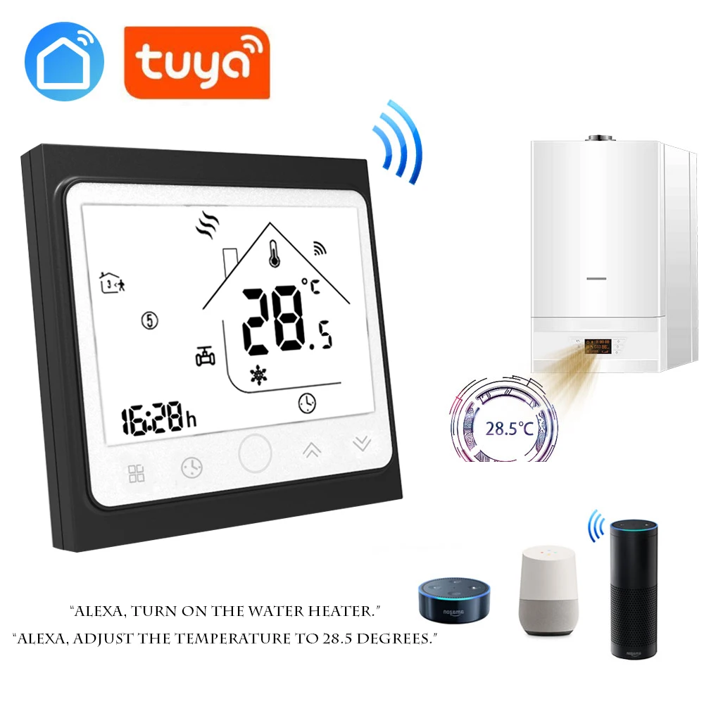 Tuya беспроводной настенный газовый котел термостат ЕС 3A клапан радиатора связь контроллер wifi для сухого контакта и пассивного контакта