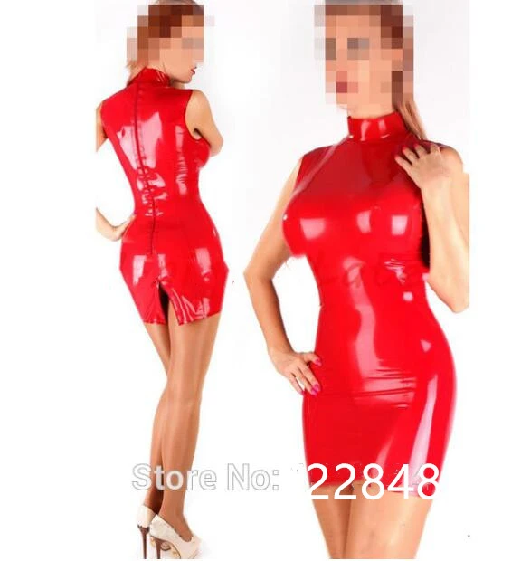 Red Latex Dress Sexy Women ...