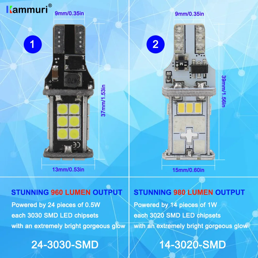 KAMMURI ошибок W16W T15 светодиодный лампы для Nissan Elgrand E52 резервный обратный