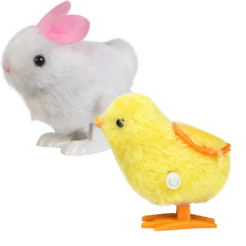

Toy kids New Infant Child Toys 2 Pic Chick and Bunny Hopping Wind Up Easter Rabbit Chick Soft toys for baby children