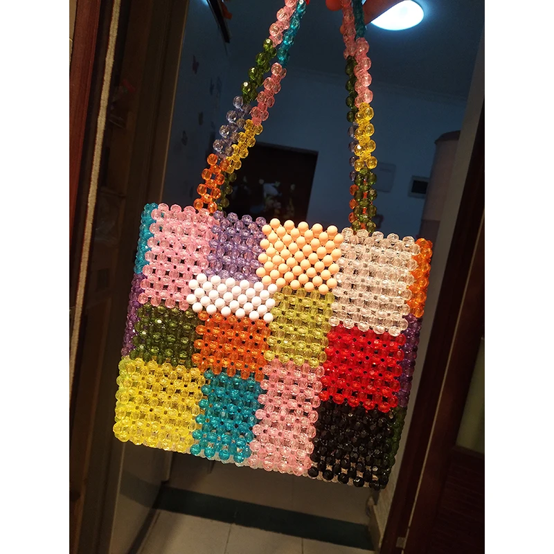 

Hand-made beaded bag Handbags Women Summer Beaded Beads Bag Handmade Beach Handbag New Fashion