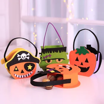 

22cm*14cm*14cm Halloween Decoration Candy Bag for Kids Handbag Gift Bag Pumpkin Halloween Non-woven Gift Bags 8 Types