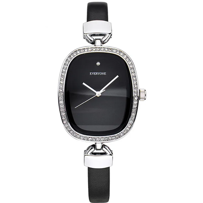 Women watch oval brand fashion luxury leather strap ellipse casual