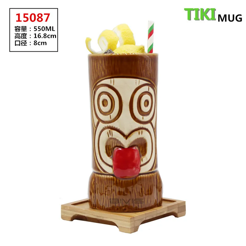 Hawaii Tiki кружки Коктейльные футбольные чашки пивные напитки Кружка вина керамическая Tiki кружки - Цвет: see chart