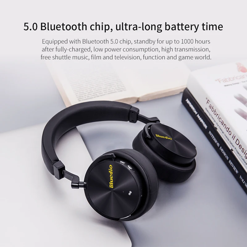 Bluedio T5 HiFi активный Шум шумоподавления наушники беспроводные bluetooth наушники с микрофоном для huawei xiaomi Телефоны