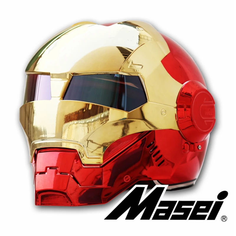 

MASEI 610 plating Chrome electroplate Gold Red IRONMAN Iron Man helmet motorcycle helmet half open face helmet ABS motocross fas
