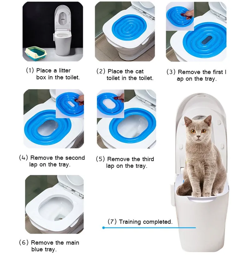 Cat Toilet Training Seat Litter Tray Professional Pet Cat Litter Cleaning Trays Litter Lavatory Box Cats Training Supplies