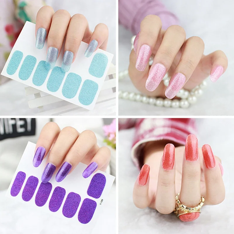 

Pure Color DIY Nail Wraps Full Cover Nails Sticker Art Decorations Manicure Adhesive Polish Nails Solid Color Valentine Gift