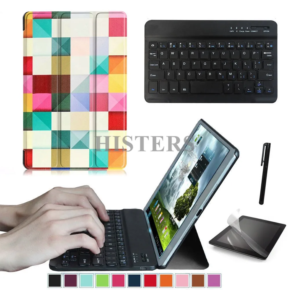 

Accessory Kit for Samsung Galaxy Tab A 8.0 2017 SM-T380 SM-T385 8 inch - Printed Smart Cover Case+Bluetooth Keyboard+Film+Stylus