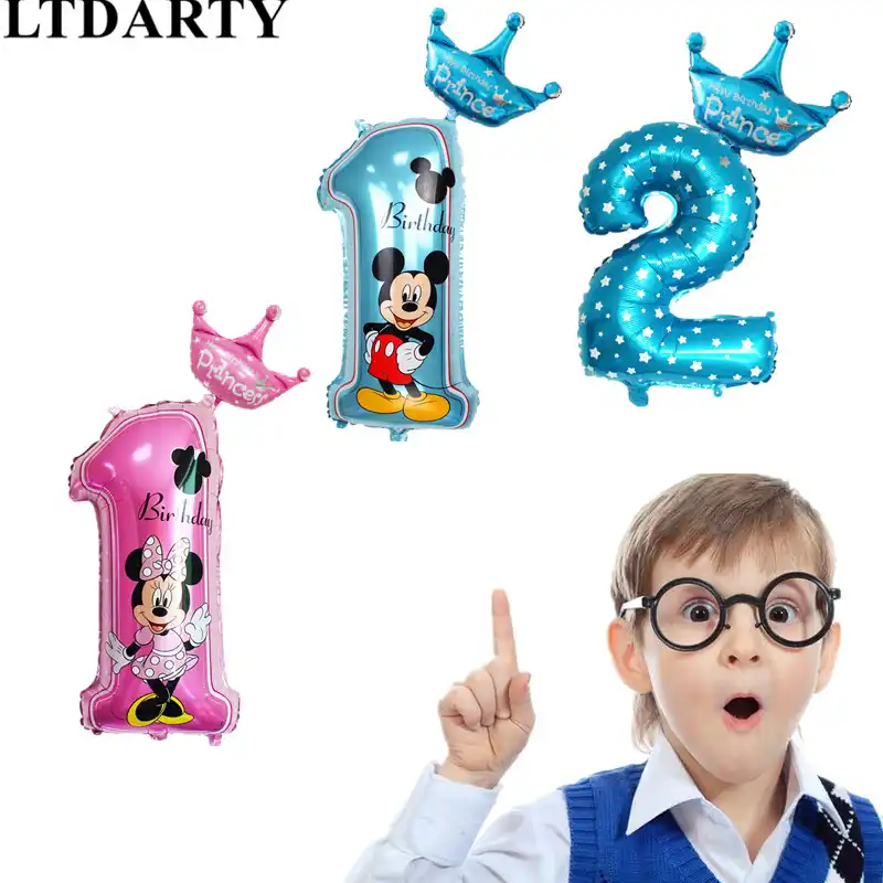 2 шт. 32 дюйма розовый и голубой номер цифры фольги Воздушные шары 1 2 3 4 5 6 7 8 9 лет ребенок Мальчики Девочки День рождения корона фольги воздушн...