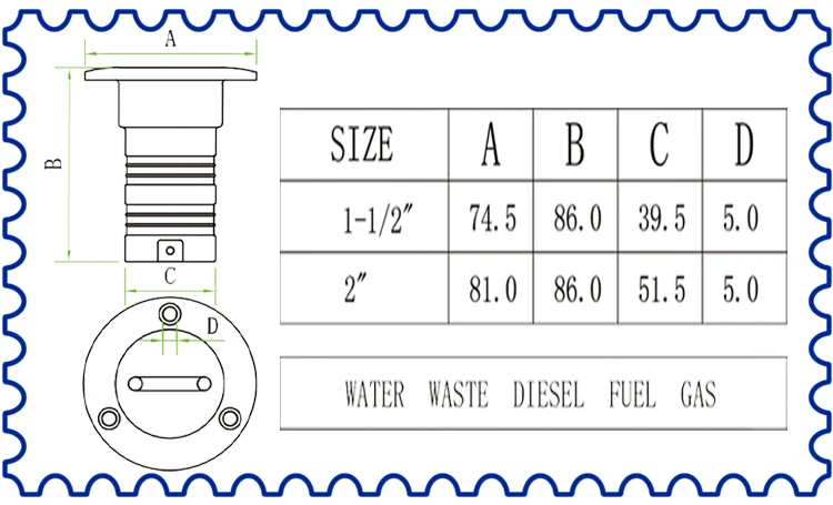Нержавеющая сталь ключ Кепки палубе наполнителя для топливного газа сточных вод Diesel или Индивидуальные Лазерный Логотип Слова 2 шт. 38 мм/ 1,5