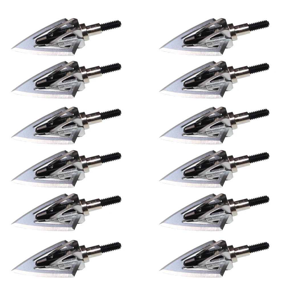 12PCs Silver Fighter Broadhead 100 Grain 6 Sharp Blades for Archery