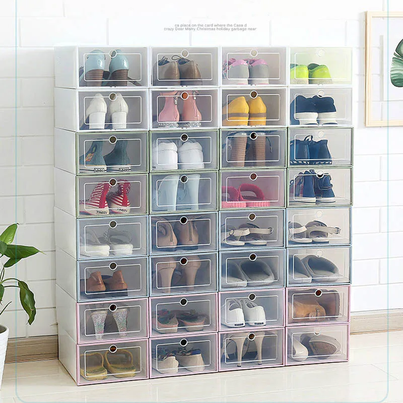 

1Pc Transparent Plastic Shoe Boxe Household Storage Accessories Japanese Shoes Dust-proof Boxe Drawer Type Sundries Storage Case