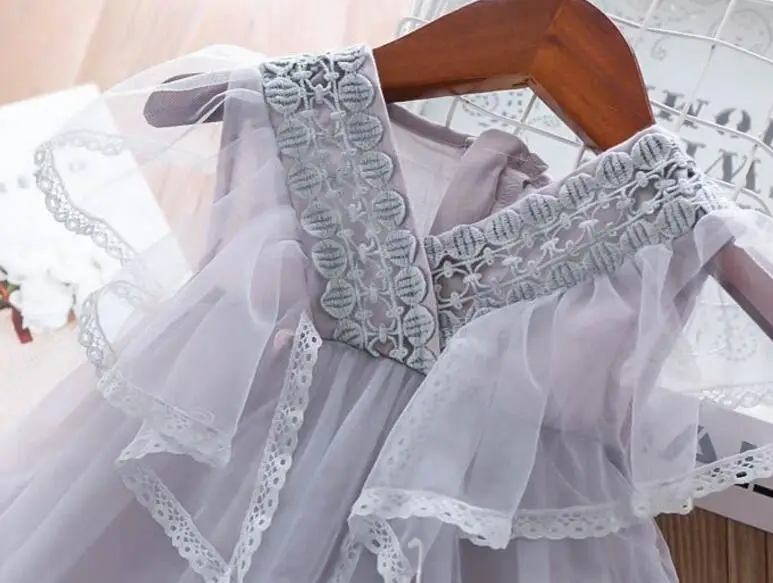Кружевные тюлевые платья для девочек Новинка года, детское праздничное платье милые платья для маленьких девочек модная летняя одежда для девочек детская одежда