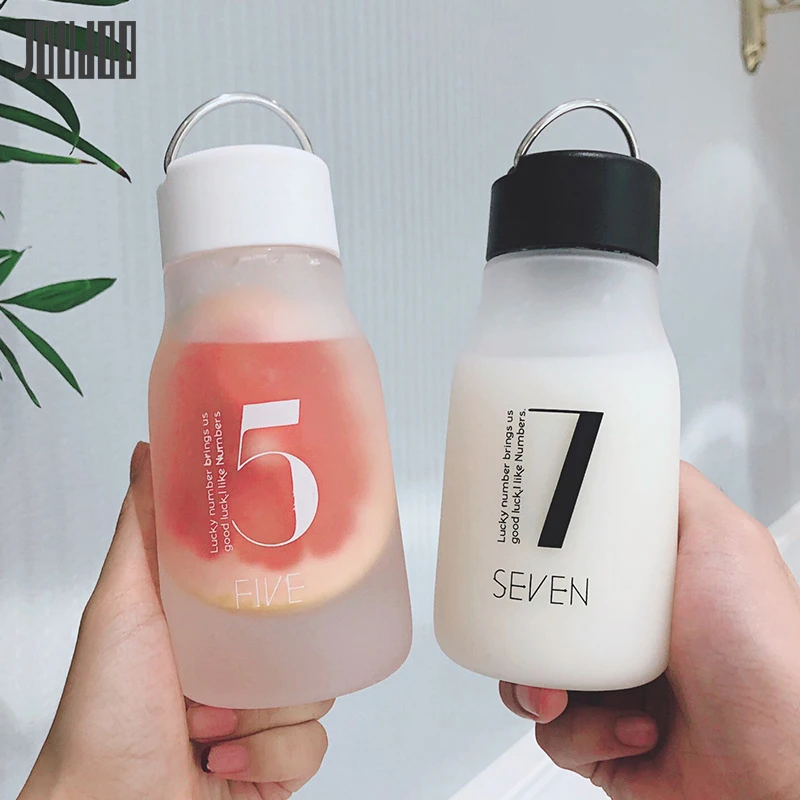

JOUDOO Brief Plastic Water Bottles Portable Direct Drinking Outdoor Drinkware Cup Creative Tour Tea Water Frosted Bottle 35