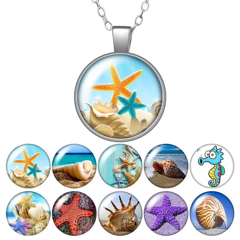 beach jewelry silver starfish pendant Starfish and seahorse initial bangle beach gift starfish jewelry seahorse jewelry seahorse gift